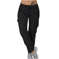 Ženske casual pantalone plus veličine hlače čipke-up labave gamaše visokog struka sa džepom