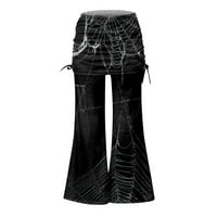 Ženski print casual pantalone za crtanje široke pantalone za noge