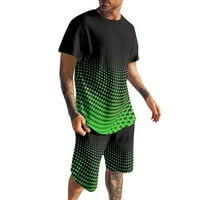SHPWFBE kratki rukav muški ležerni okrugli vrat tiskani pulover majica i srednji sportovi sa strukom