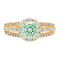1.76ct okrugli rez Zeleni simulirani dijamant 18k žuti zlatni gravirajući izjavu bridalne godišnjice