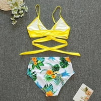 Ženski kupaći kostimi Kontrola trbuha Split Cvjetni prut Print High Struk dva bikinijatska kupaća kostimi