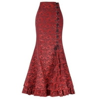 Odjeven za ženske casual crvene žene punk stil retro suknja Vintage duga bodycon ruffles riblja suknja