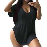 Žene Jednobojna modna majica s kratkim rukavima Casual Top Note, kupite jednu ili dvije veličine veće