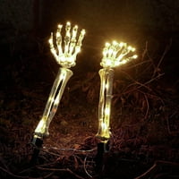 Sdjma Halloween Staza svjetlosni ukrasi, 3D kosturni nosači s kosturnim rukama sa LED žicom i tajmerom,