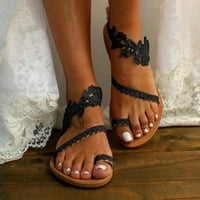 Lydiaunistar Summer Sandale za žene klizanje ravnih cipela ženska otvorena ploča na plaži na plaži crna