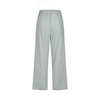 Žene Ležerne prilike ljetne pamučne pamučne pamučne struke, hlače sa širokim nogama sa džepovima
