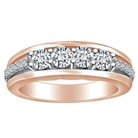 0. Carat Okrugli oblik Bijeli prirodni dijamantni angažman vjenčani prsten za vjenčanje u 14K čvrstih ruža zlatna prstena veličine-9