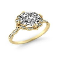 -F vs moissanite zaručnički prsten sa dijamantima jastuk od 14k zlata