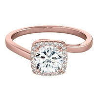 3. Carat Halo Moissinite i prirodni dijamantni prstenovi u 14k ružičastog zlata u prstenu veličine 7