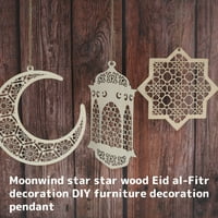 Niyofa Islam Eid Ramadan Mubarak ukrasi Drveni viseći privjesak DIY Početna Svečani ukras