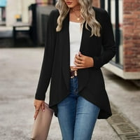 Odeerbi Cardigan za žene Fall Cardigans Fashion's dugih rukava Solid Collow Colored Top Knit jakna crna