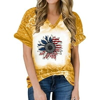 Yuwull Plus Veličina američke zastava Košulje Žene 4. srpnja Tee majica Sjedinjene Američke Države Stars