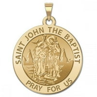Saint John The Baptist Religiozna medalja Veličina dime, čvrstog 14k bijelog zlata