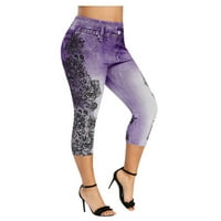 Lolmot Ženske pantalone modne panele traper pansion Ljeto Capris gamaše yoga hlače elastične strugove