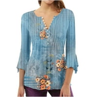 Lenago Žene odobrenje ispod $ ženska ljetna bluza plus veličine modne tiskane casual v-izrez s kratkim