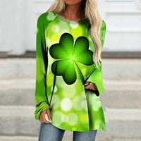 Jsaierl St. Patrick's Dnevne košulje Žene Ležerne prilike dugih rukava Print TEE Irish Crew Crt Cute
