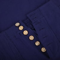 Posteljine hlače Žene Ljeto Ženska modna boja čvrsta boja Komfornični povremeni džep pamuk i posteljina
