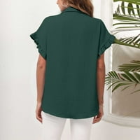 Ženska modna ljetna puna boja rever pull majica zelena m