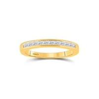 Čvrsta 14K žuta zlatna princeza CUT kanal-set dijamantskih jednodnevnih vjenčanih prstena za venčanje