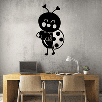Ladybug Heart Lovebugs Lady Bug Bugs Slatki životinjski insekt Vinil dizajn zidna naljepnica Art Deckal