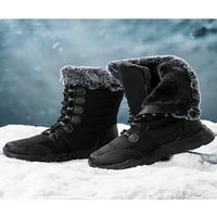 Sanviglor dame plišane snežne čizme Okrugli prsti mid teleća čizme čipke zimske cipele hodanje udobnost