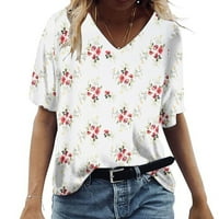 Miayilima Trendy cvjetna majica Žene ljetne kratkih rukava TOČI VRT V izrez Grafički majica za majicu