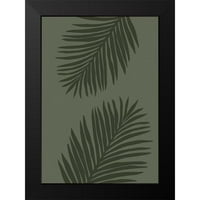 Studio crni moderni uokvireni muzej umjetnički print pod nazivom - palmini list sav zeleni