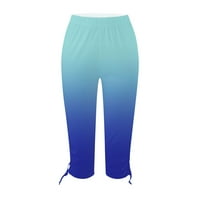 Tuphregyow ženske gamaše Ljetne hlače visoke struke crtača bočne vječne točke lagane brzo suho atletički prijevoz udobnosti slatki džepovi Gradijska boja obrezane hlače plava xl