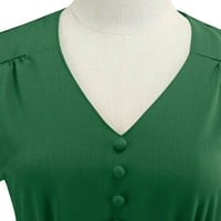 Rođendanske haljine za žene Seksi haljina od sunca V-izrez dugih rukava čvrsto zelena l
