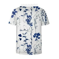 Košulje za žene Print V izrez čipkasti čipka za šivanje cvjetnog geometrijskog uzorka majica kratkih