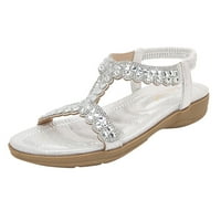 Ženske sandale debele modne boemske stil Diamond plaže cipele srebrne veličine 6.5