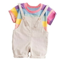 Baby Girl Boy odjeća Set Toddler Kids Rainbow Stripe Top Majica Natraže hlače postavljaju ljetne odjeće 12-mjeseci