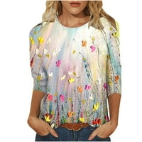 Ženski vrhovi i bluze Ljeto Ženska moda Pristavljena majica Srednja rukava Bluza Okrugli vrat Ležerne