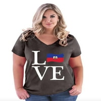 - Ženska majica plus veličine V-izrez - Haiti