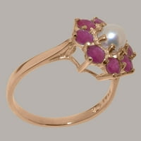 Britanci izrađeni 14k ružičasti kultivirani prsten od zlatnog zlata - Ruby Womens izveštava - veličine