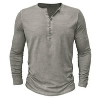 Henley majica Muški dugi rukav casual modni modni modni gumb V izrez košulje za čišćenje labavo FIT