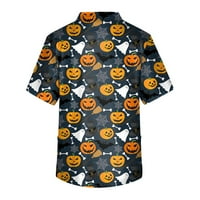 Halloween majice za muškarce Halloween majice Muški kratki rukav V izrez Halloween Print Džep prsa Gornja narančasta 3xl