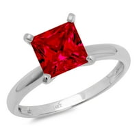 1.5CT Princess Cret Crvena simulirana rubin 18k bijeli zlatni godišnjica za angažman prsten veličine 8
