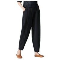 Zimske radne pantalone ženske džepove labave pantalone pantne platnene strugove hlače elastične prozračne
