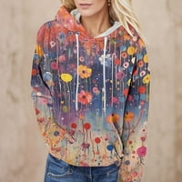 HFolob modne dukseve za žene Trendi labave dukseve dugih rukava gradijentna patchwork pulover s kapuljačom