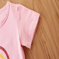 B91XZ Djevojke Setovi za odjeću Pamuk Kids Baby Girl Direct Set Rainbow Ispiši kratki rukav majica Dugih