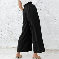 ManXivoo široke pantalone za žene za žene široke pantalone za noge visoke struk pamučne pakete Patlaco