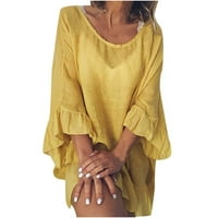 Njoeus ženska ležerna majica sa čvrstim okruglim vratom Haljina ruffled rukava labava TOČNA TUNIC DRESS