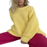 NIUER ženski džemper dugi rukavi džemper vrhovi vrpce za vrat pleteni džemperi labavi pulover zima toplo