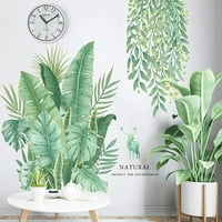 Zidne naljepnice za zelene biljke, uklonjiva vodootporna svježe lišće naljepnica za zidne zidne boje,