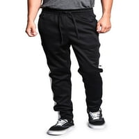 -Style SAD muške hip hop tanke fit staklene hlače - atletska jogger bočna pruga - crna bijela - X-velika