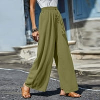 Zelene nove proljeće i ljetne ženske pantalone za ženske boje elastične tastere za pojas, ukrade široke noge High struine pantalone
