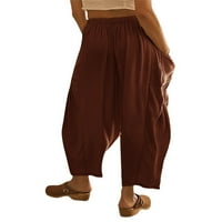 Eyicmarn ženske hlače na plaži široke nogalne hlače od solidne boje, ležerne haremske pantalone u visokim