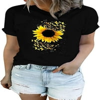 Suncokret grafički majica za žene za žene kratki rukav ljetni grafički casual majice Tee Top Women