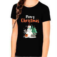 Slatki snjegovinski prijatelji Smiješni božićni majice za djevojčice Božićne poklone Djevojke Božićne